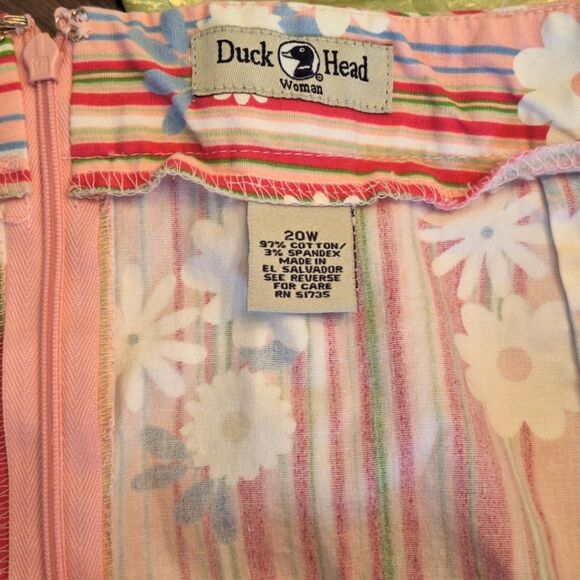 Duck Head Pink Striped Floral Daisy Stretch Skirt Women Size 20W Cotton Spandex - Picture 8 of 15